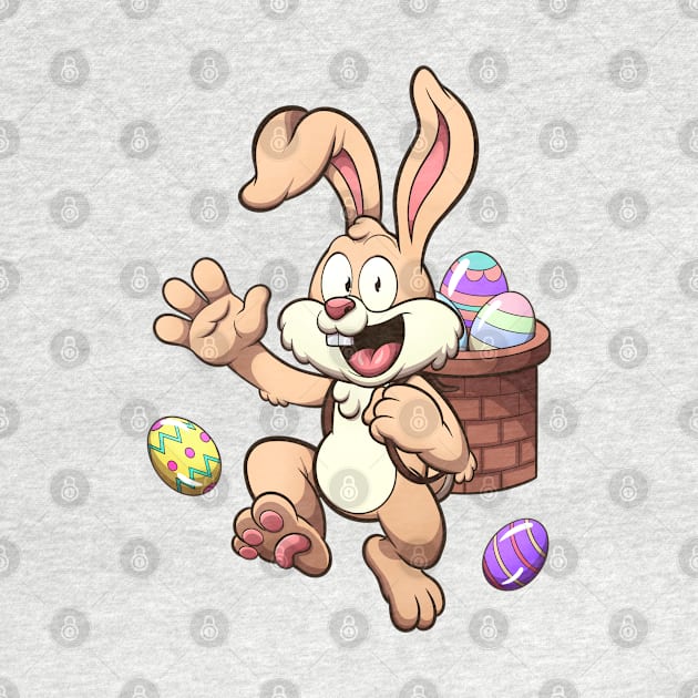 Happy Easter Bunny With Basket Full Of Easter Eggs by TheMaskedTooner